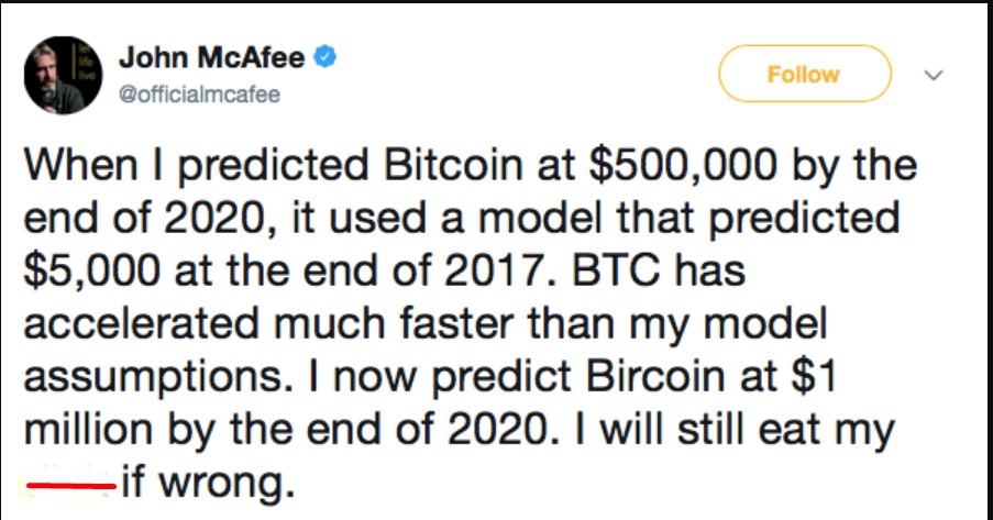 tweet mcafee about bitcoin